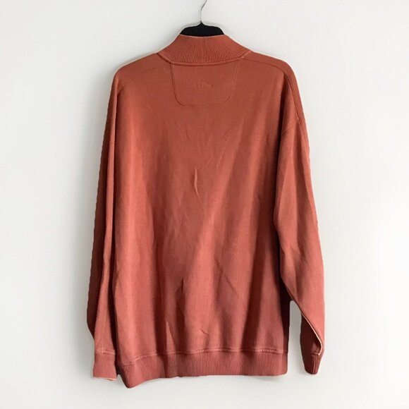 Tommy‎ Bahama Sweater Mens Large Orange 1/4 Zip Pullover Long Sleeve Mock Neck - Picture 2 of 6